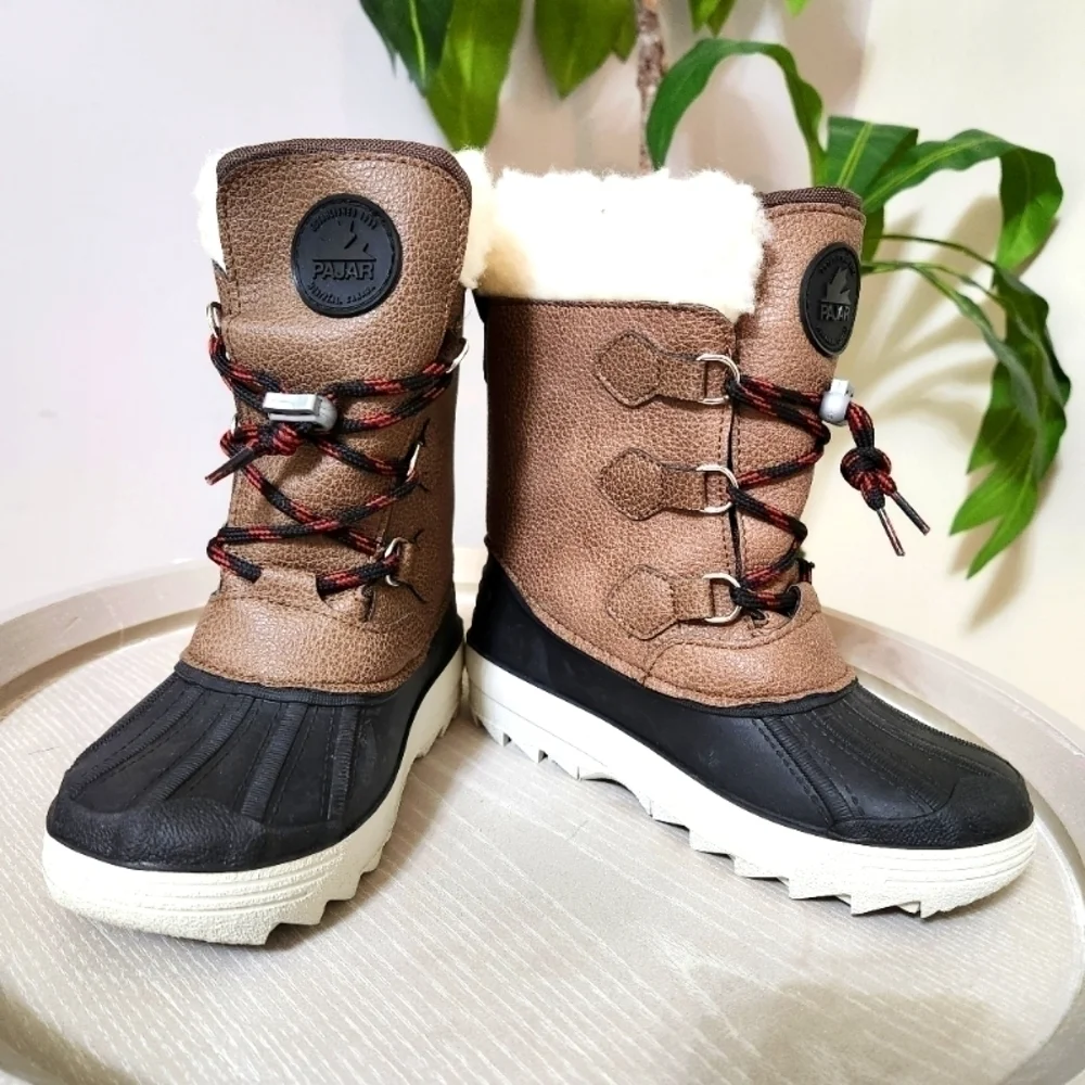 NEW Pajar Kids Marcel Warm Fleece Waterproof Boots 13T Brown